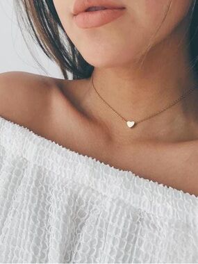 925 Sterling Silver Gold Plated Heart Choker Necklace